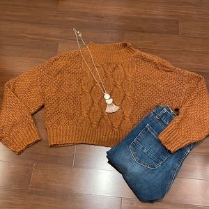 Live To Be Spoiled Brown Cropped Sweater